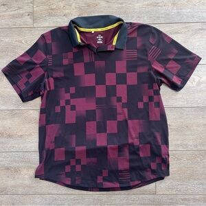 Under Armour x Curry Golf Polo Shirt Men Sz XL Burgundy Black Geometric Casual